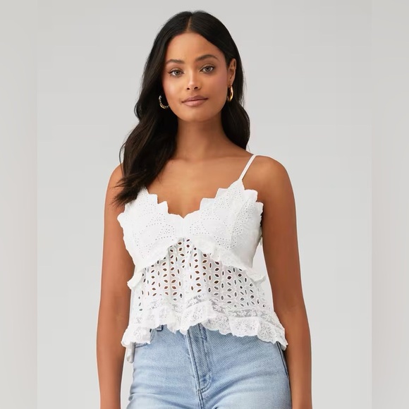 LoveShackFancy - Senta Top - White Eyelet and Lace - Sz 0 - Picture 1 of 10